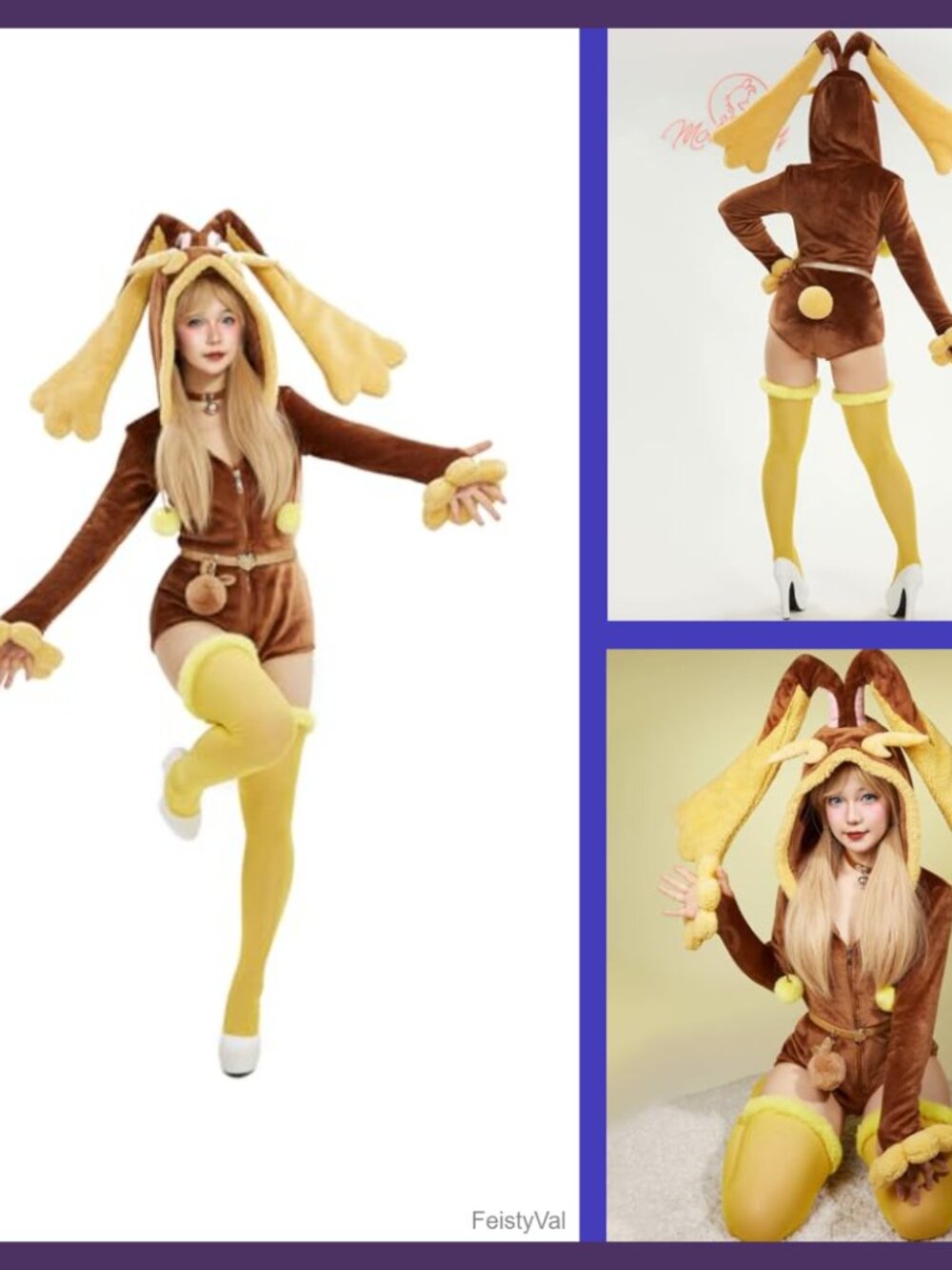 Flannel Anime Bunny Romper Hooded Onesie Plush Pajama Set Cosplay